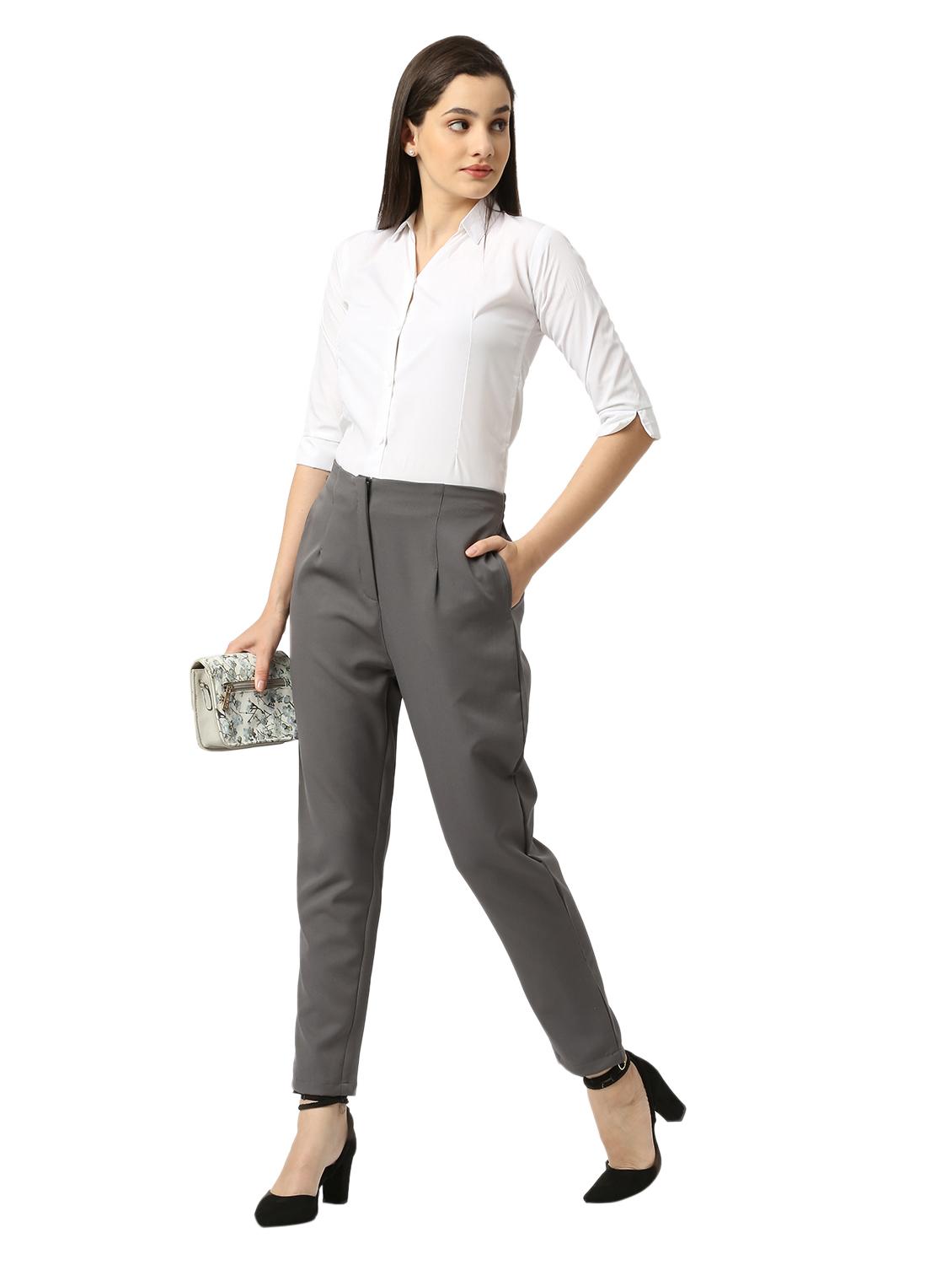 solid cotton lycra flat front trouser - 19734383 - Standard Image - 4
