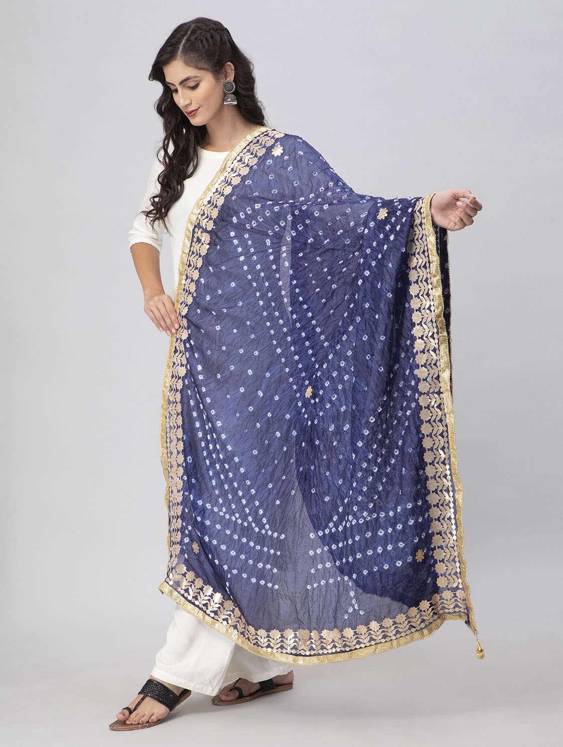gota work bandhani dupatta - 19734462 -  Standard Image - 1