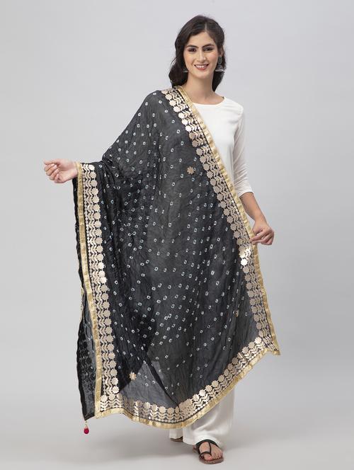 black silk blend dupatta - 19734464 - Standard Image - 0