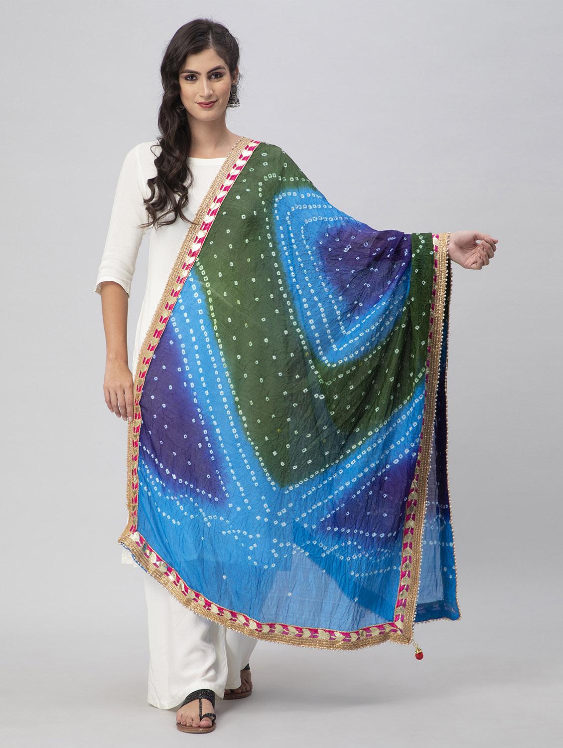 multi colored bandhani gota patti dupatta - 19734466 -  Zoom Image - 0