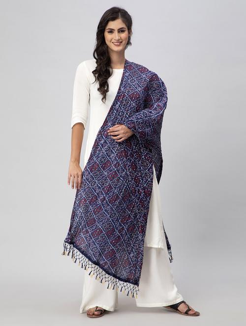 blue silk blend dupatta - 19734470 - Standard Image - 0