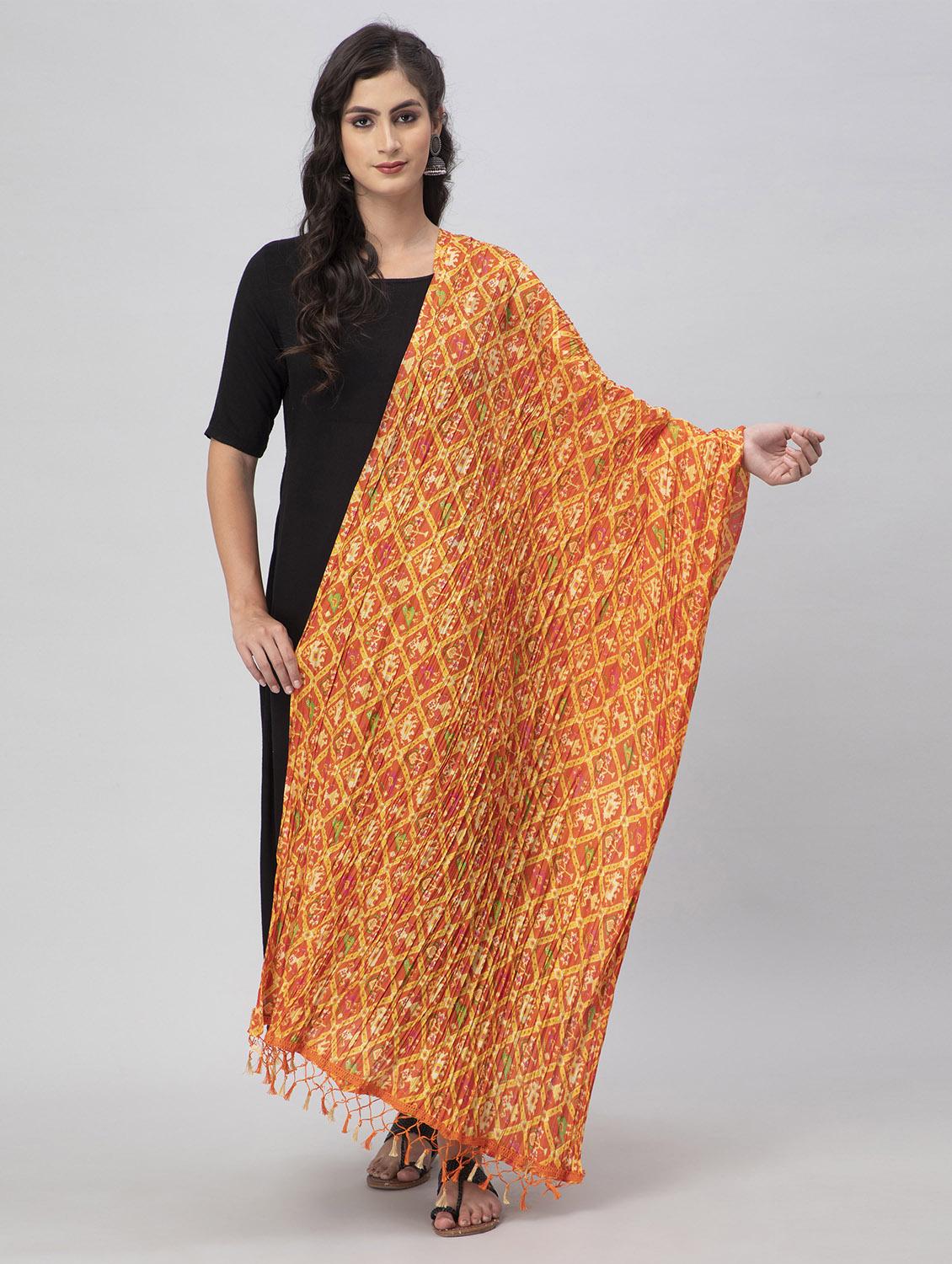 orange silk blend dupatta - 19734472 - Zoom Image - 0
