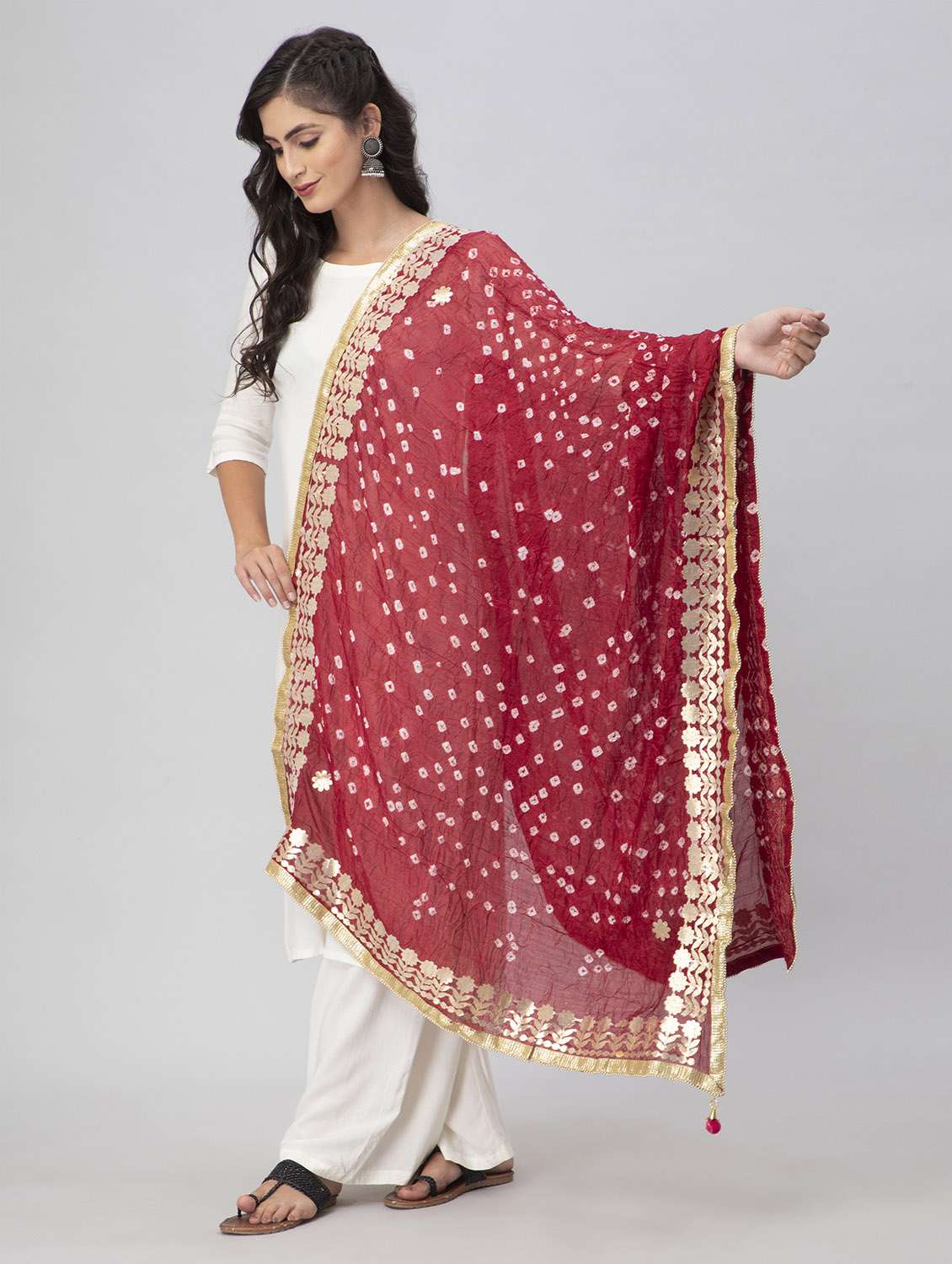 gota work bandhani dupatta - 19734474 - Standard Image - 1