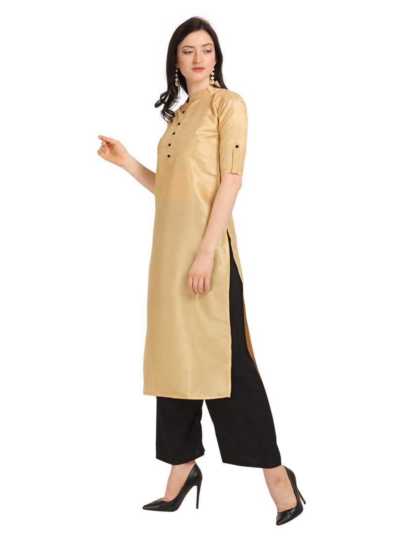 solid gold kurta palazzo set - 19735665 -  Standard Image - 1