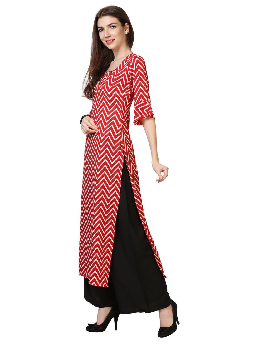 chevron print kurta palazzo set - 19735677 -  Standard Image - 1