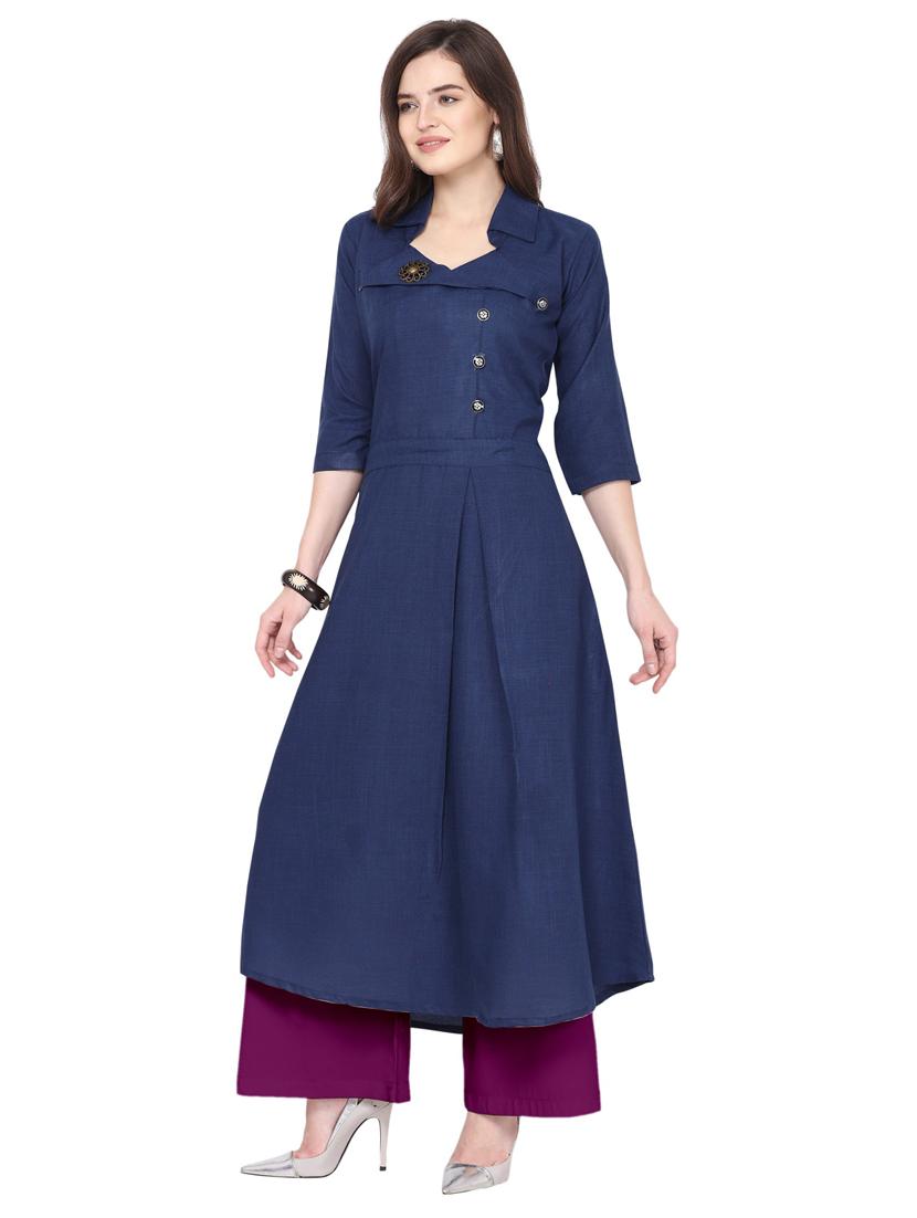 solid kurta palazzo set - 19735744 - Standard Image - 1