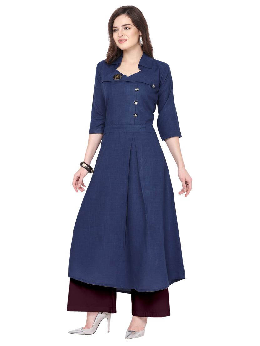 solid kurta palazzo set - 19735751 -  Standard Image - 1