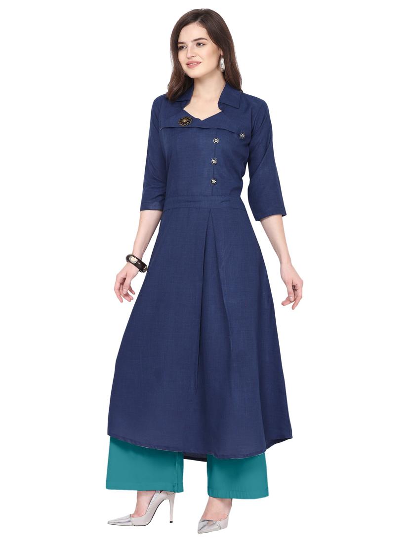 solid kurta palazzo set - 19735753 -  Standard Image - 1