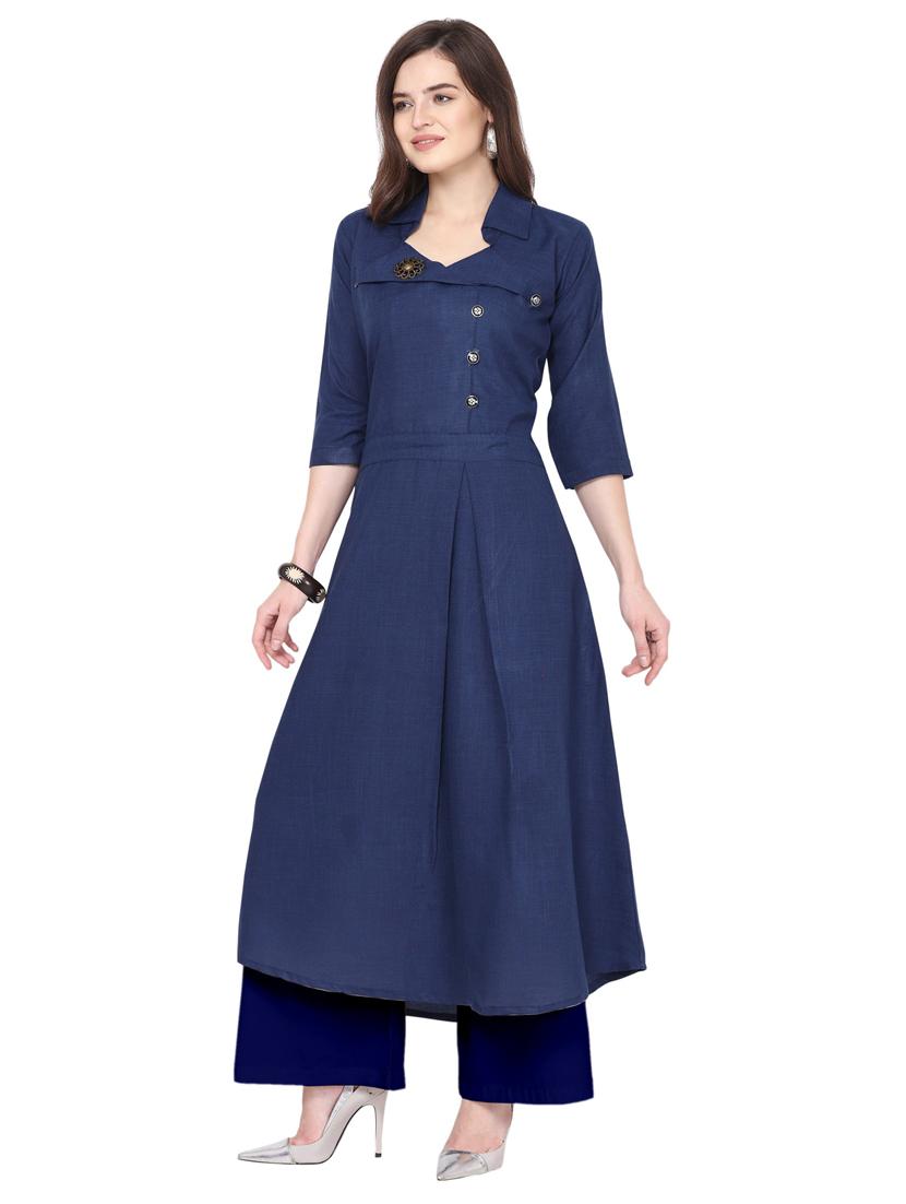 solid kurta palazzo set - 19735761 - Standard Image - 1