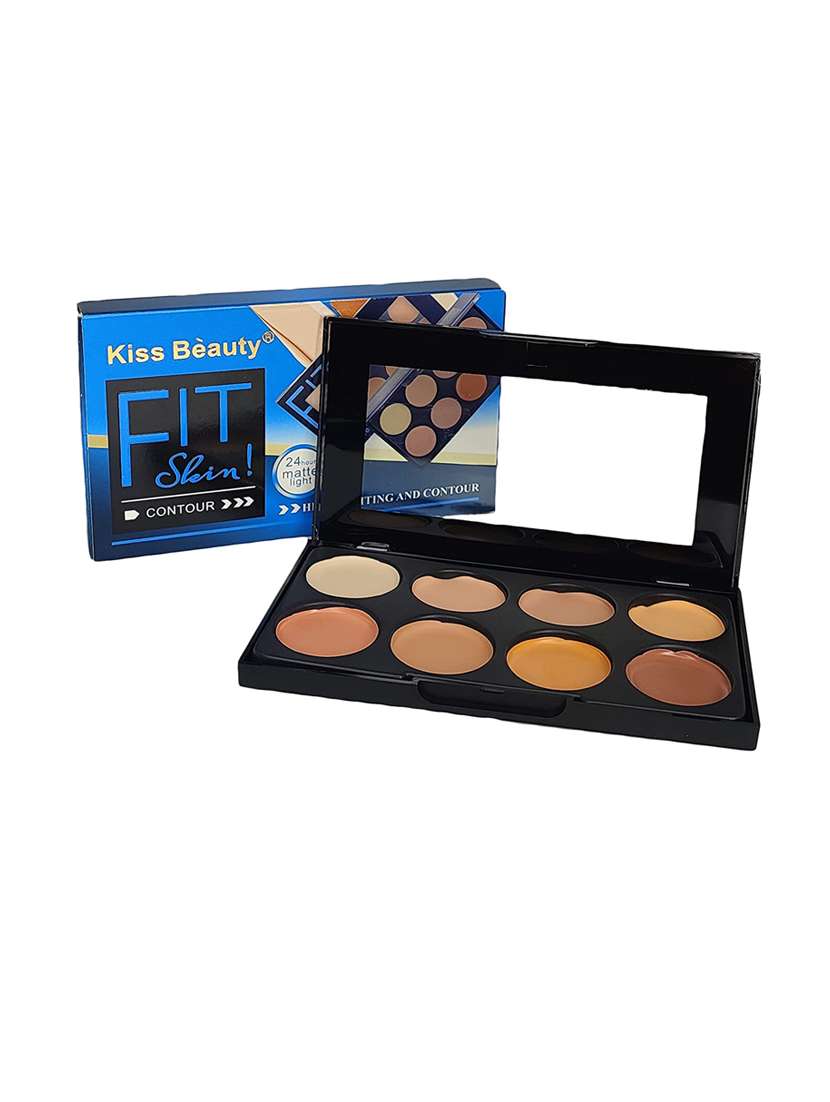 kiss beauty fit skin 10 color highlighting and contour palette