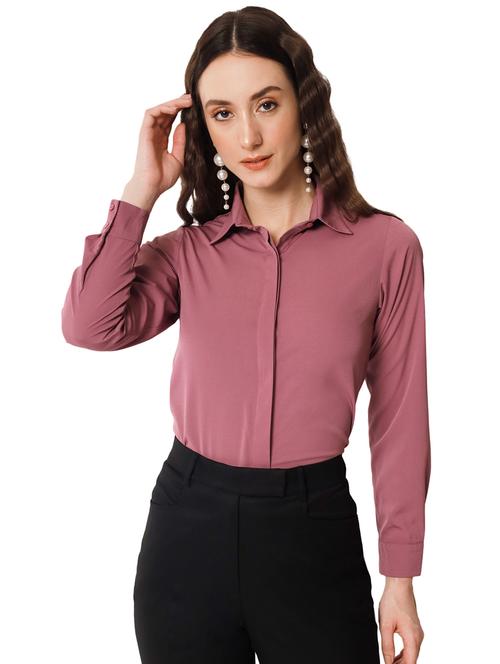 mauve crepe regular shirt - 19737211 - Standard Image - 0