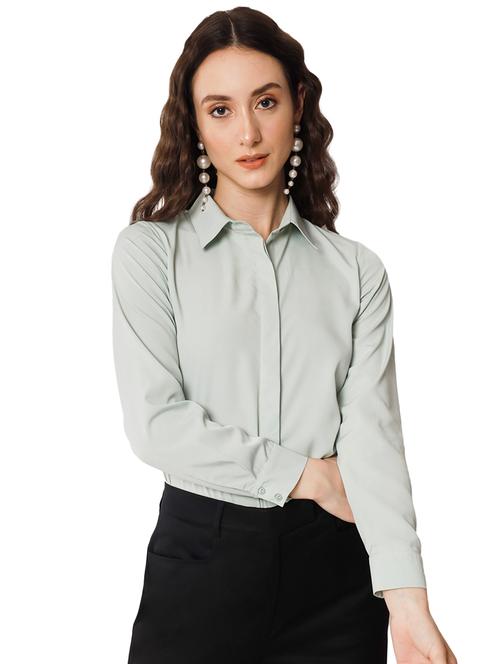 green crepe regular shirt - 19737213 -  Standard Image - 0
