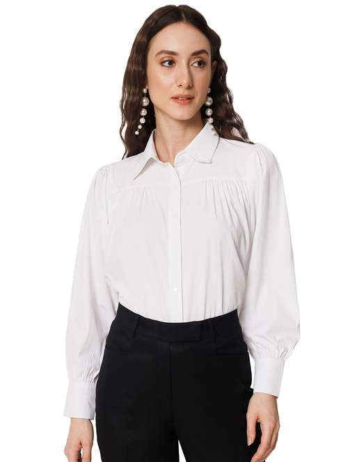 white crepe regular shirt - 19737214 - Standard Image - 0