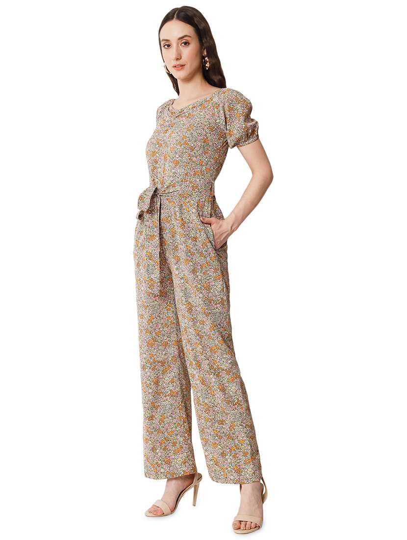 printed crepe full leg jumpsuit - 19737738 -  Standard Image - 1