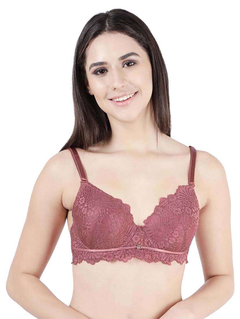pink nylon balconette bra