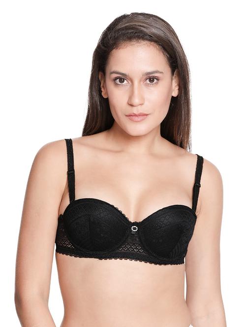 black nylon balconette bra - 19740102 - Standard Image - 0