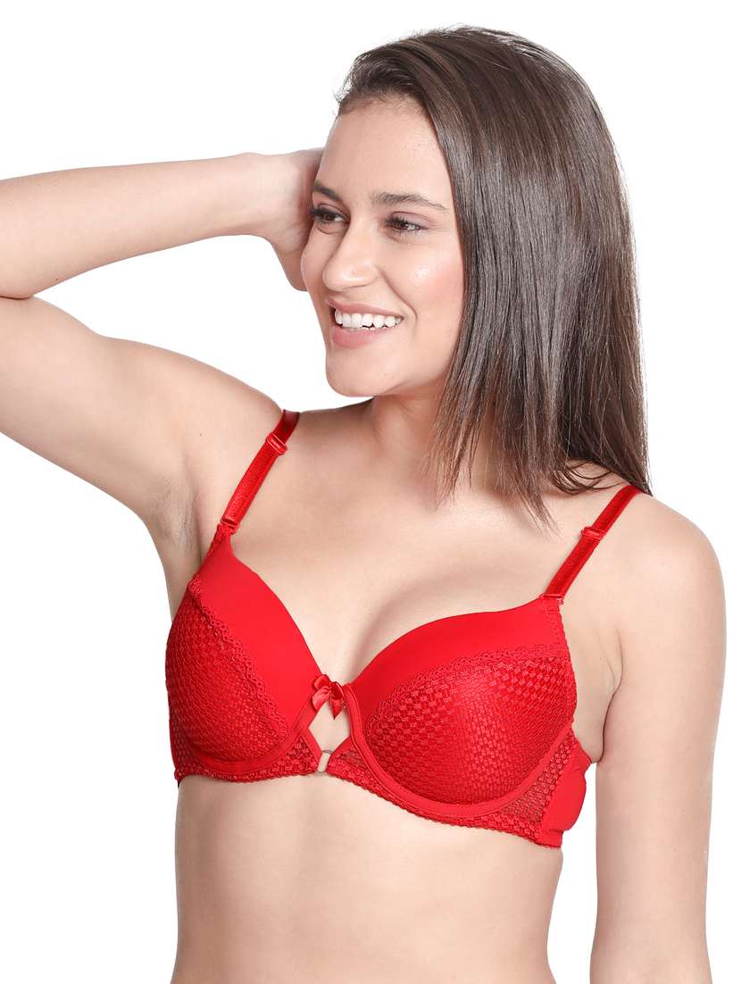 red nylon balconette bra - 19740104 - Standard Image - 1