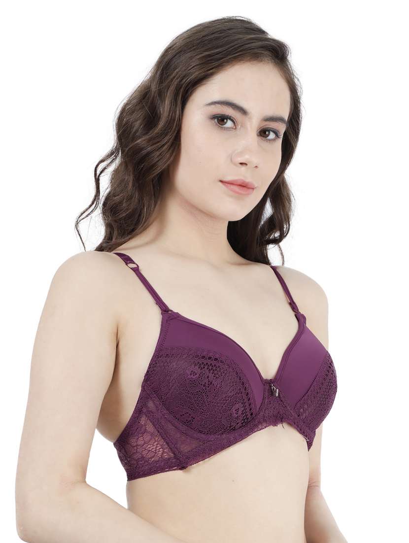 purple nylon balconette bra - 19740109 -  Standard Image - 1