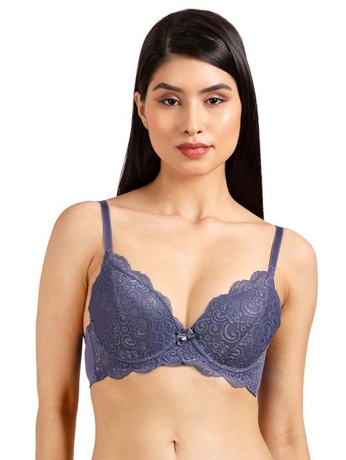 purple nylon plunge bra - 19740133 - Standard Image - 0