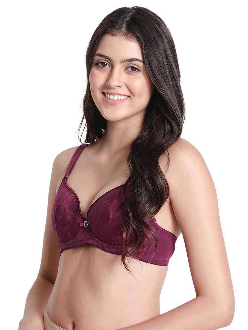 purple nylon plunge bra - 19740134 - Standard Image - 1