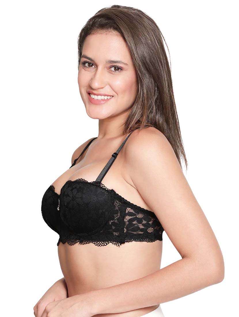 black nylon balconette bra - 19740138 -  Standard Image - 1