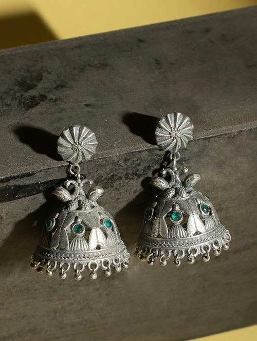 silver brass jhumka earring - 19740260 -  Standard Image - 0