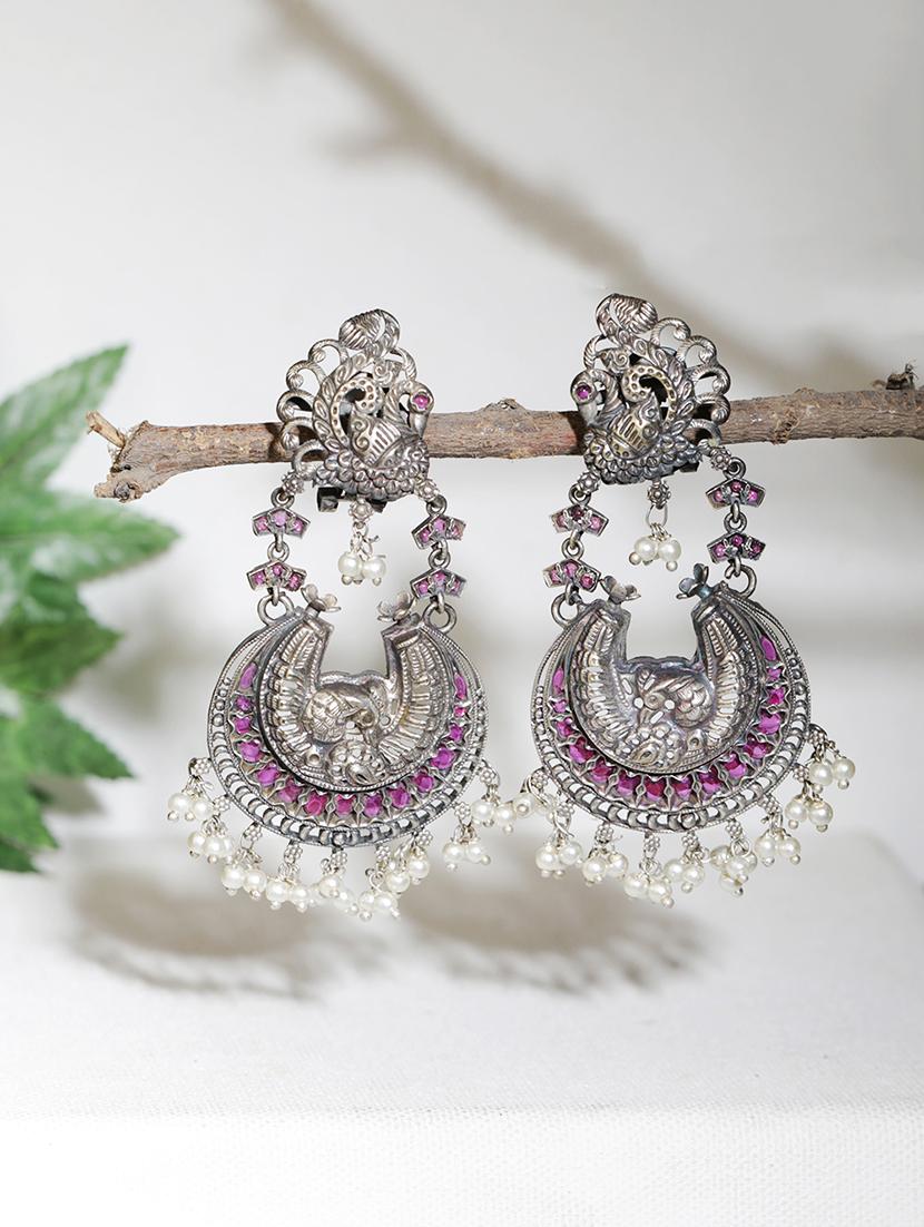 pink brass chandbali earring - 19740298 -  Zoom Image - 0
