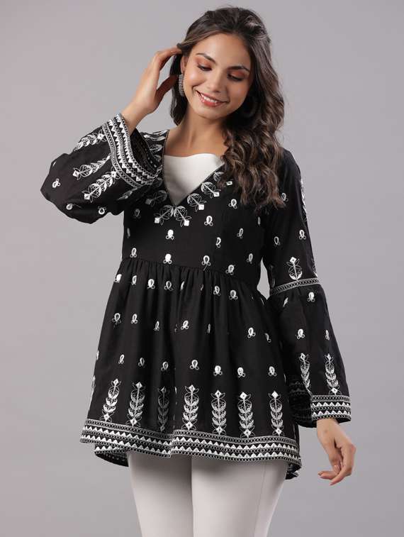 black printed regular tunic