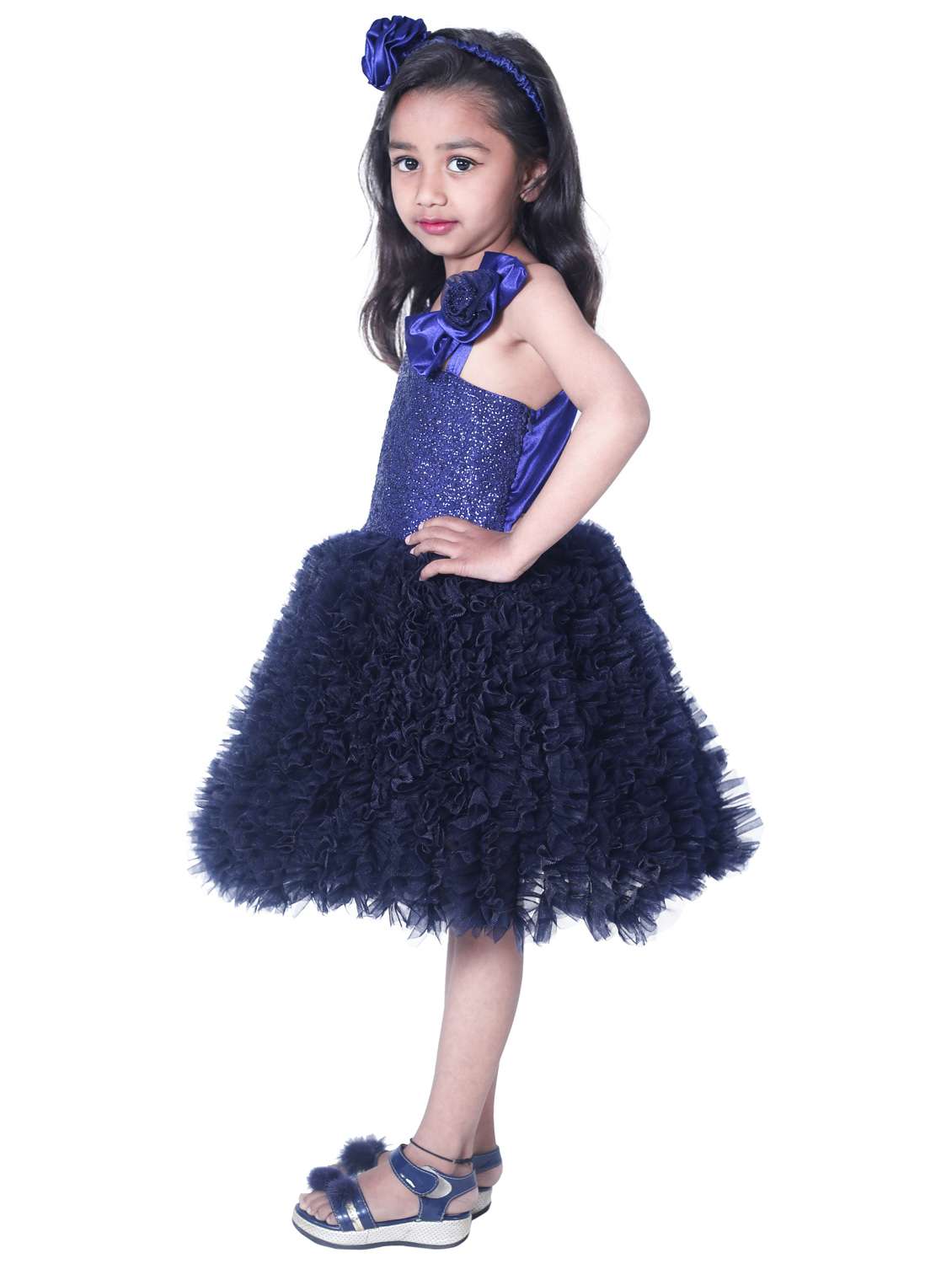 girls asymmetric neck sleeveless frock - 19743443 -  Standard Image - 1