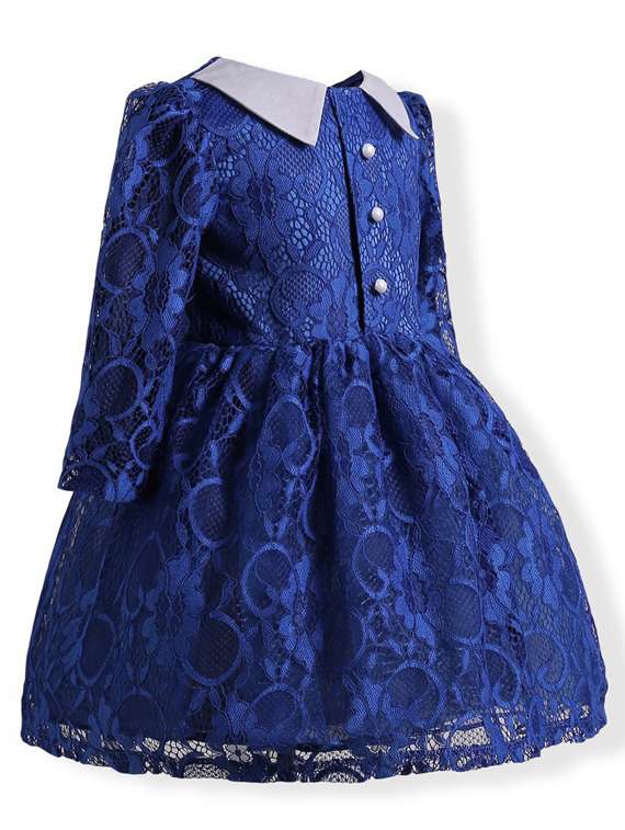 girls peter pan neck three quarter sleeves frock - 19743482 -  Standard Image - 1