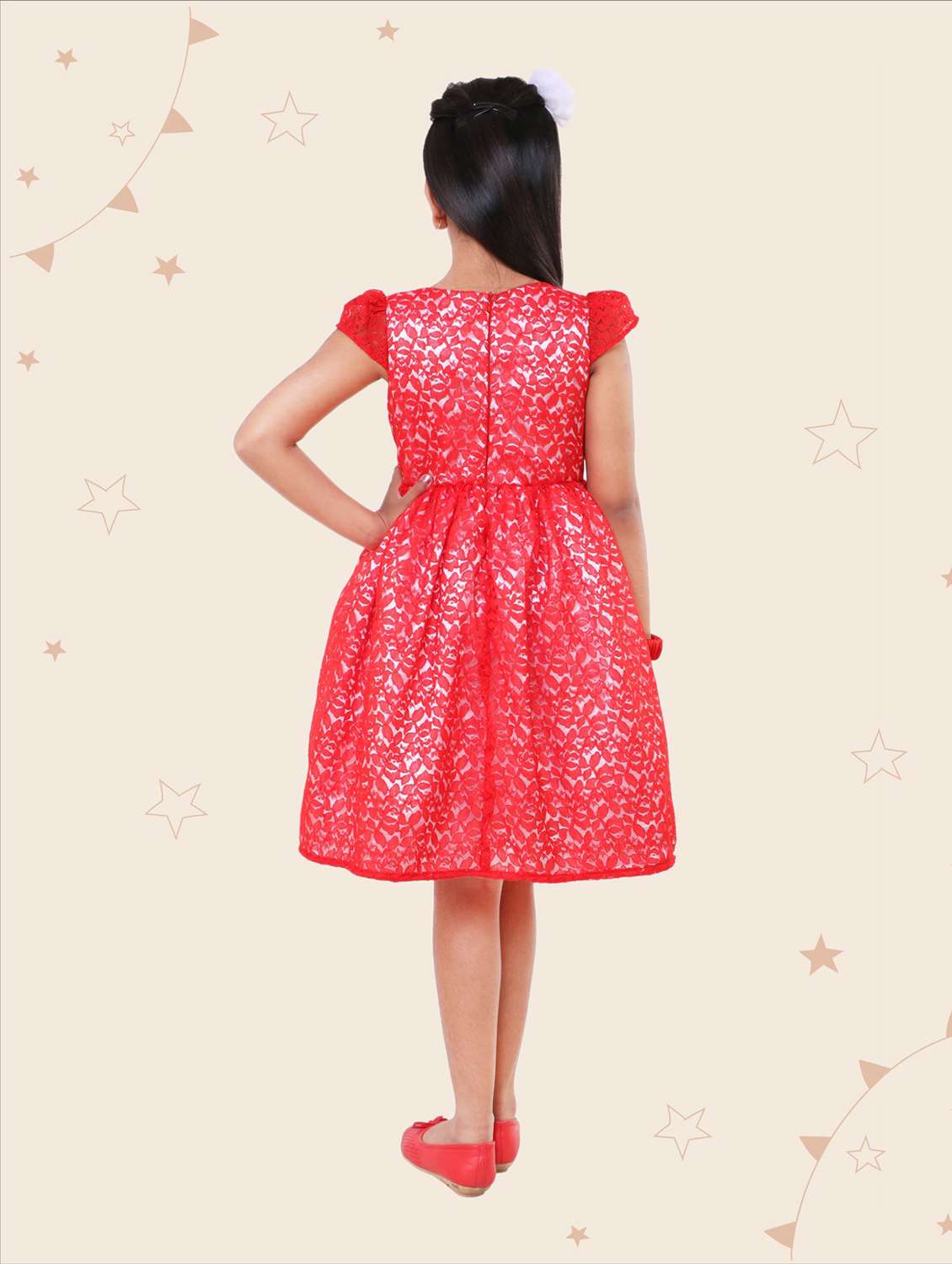 girls round neck cap sleeve frock - 19743858 -  Standard Image - 1