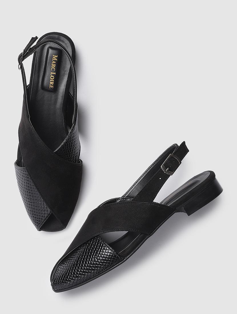 black pu slip on flats - 19745185 -  Standard Image - 1