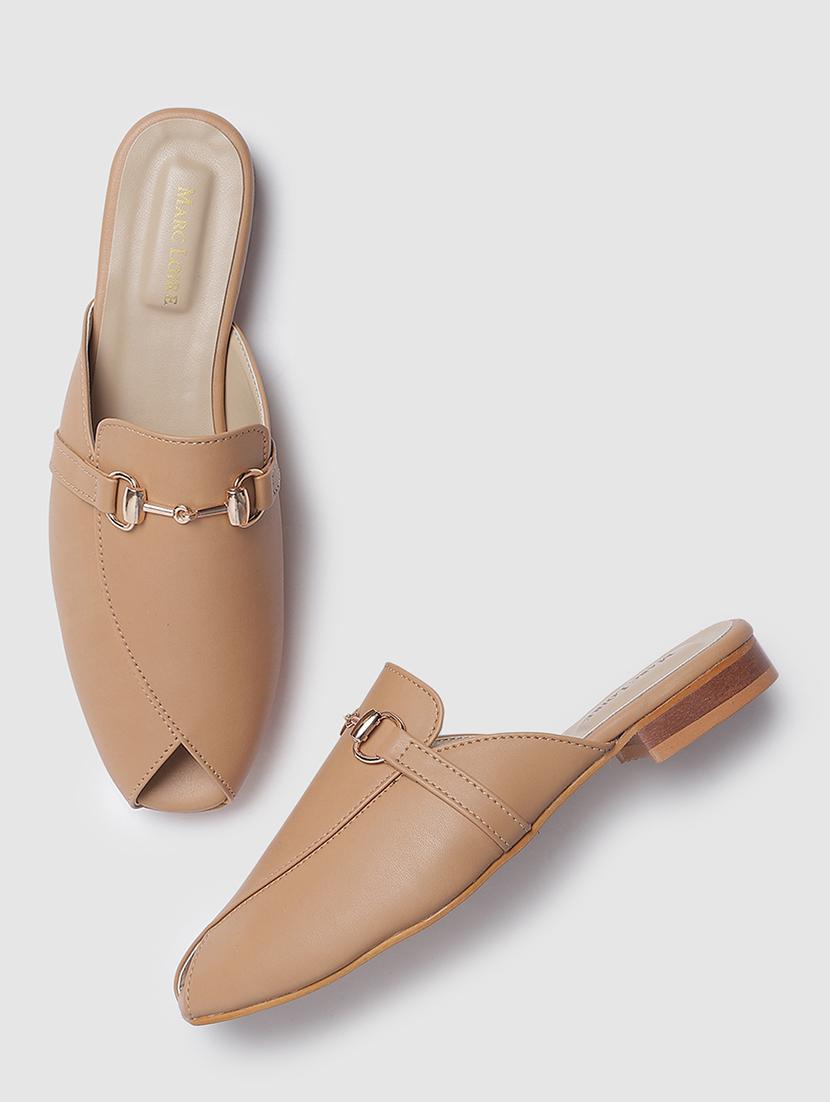 tan pu slip on sandal - 19745188 -  Standard Image - 1
