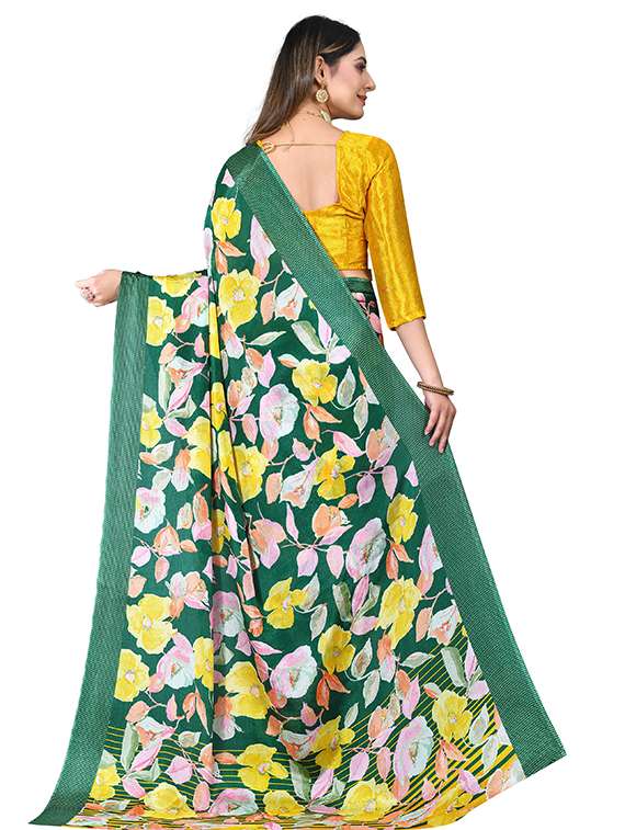 women's floral green colored saree with blouse - 19745392 - Standard Image - 1