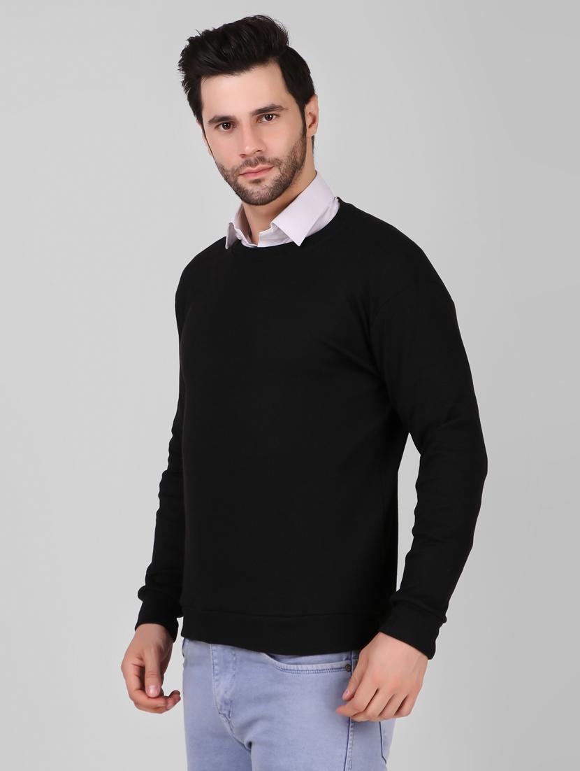black solid crew neck pullover - 19745786 - Standard Image - 1