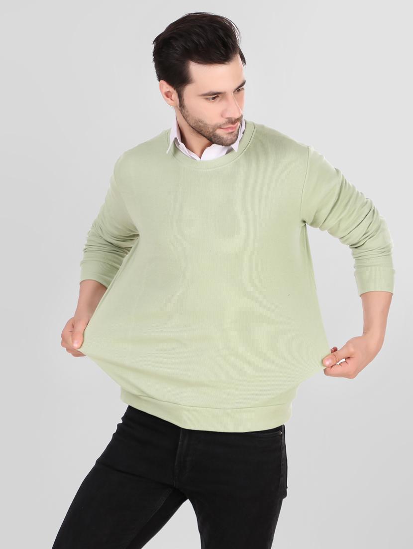 light green solid crew neck pullover - 19745789 - Standard Image - 1