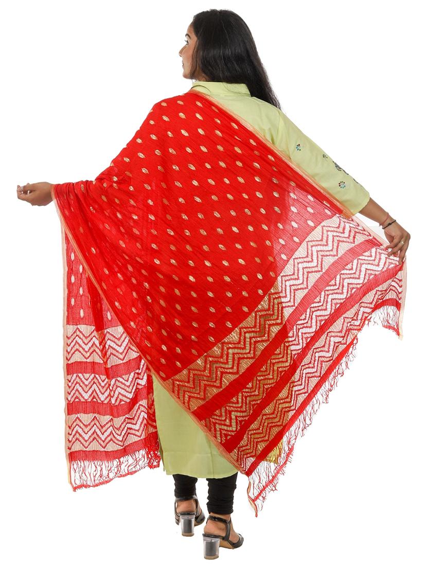 red poly crepe dupatta - 19749692 - Standard Image - 1