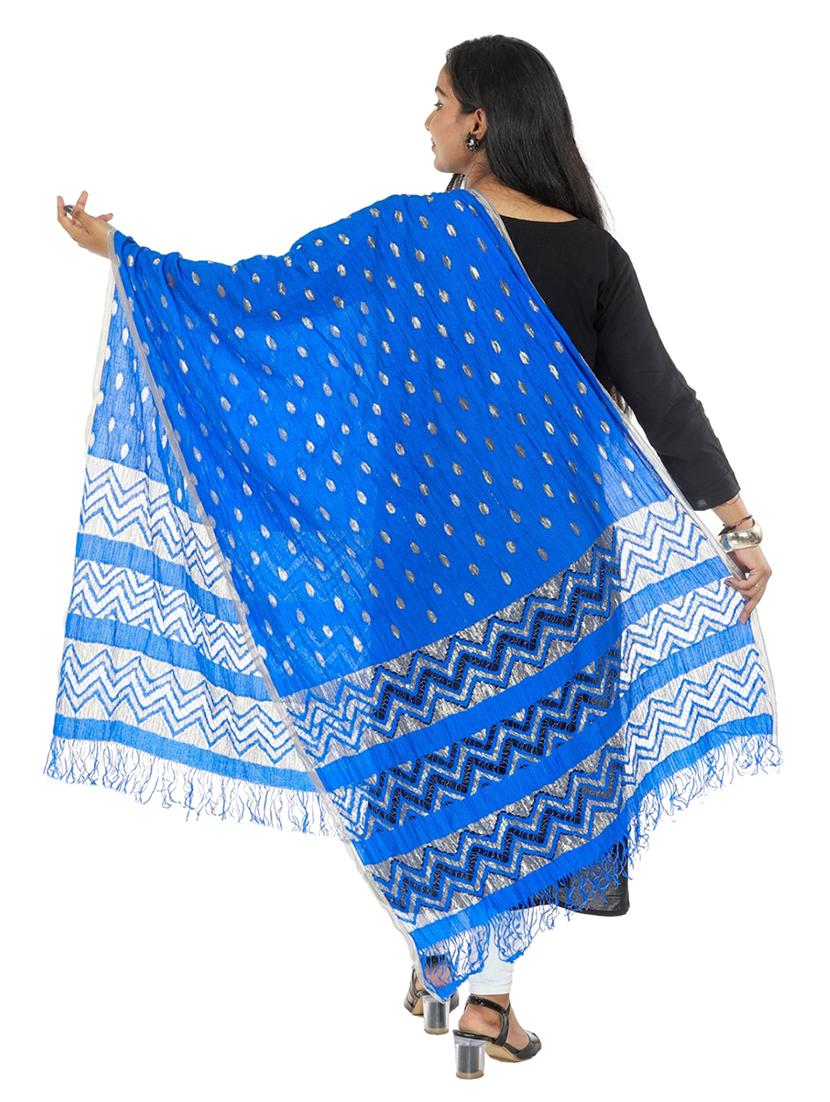 blue poly crepe dupatta - 19749693 -  Standard Image - 1