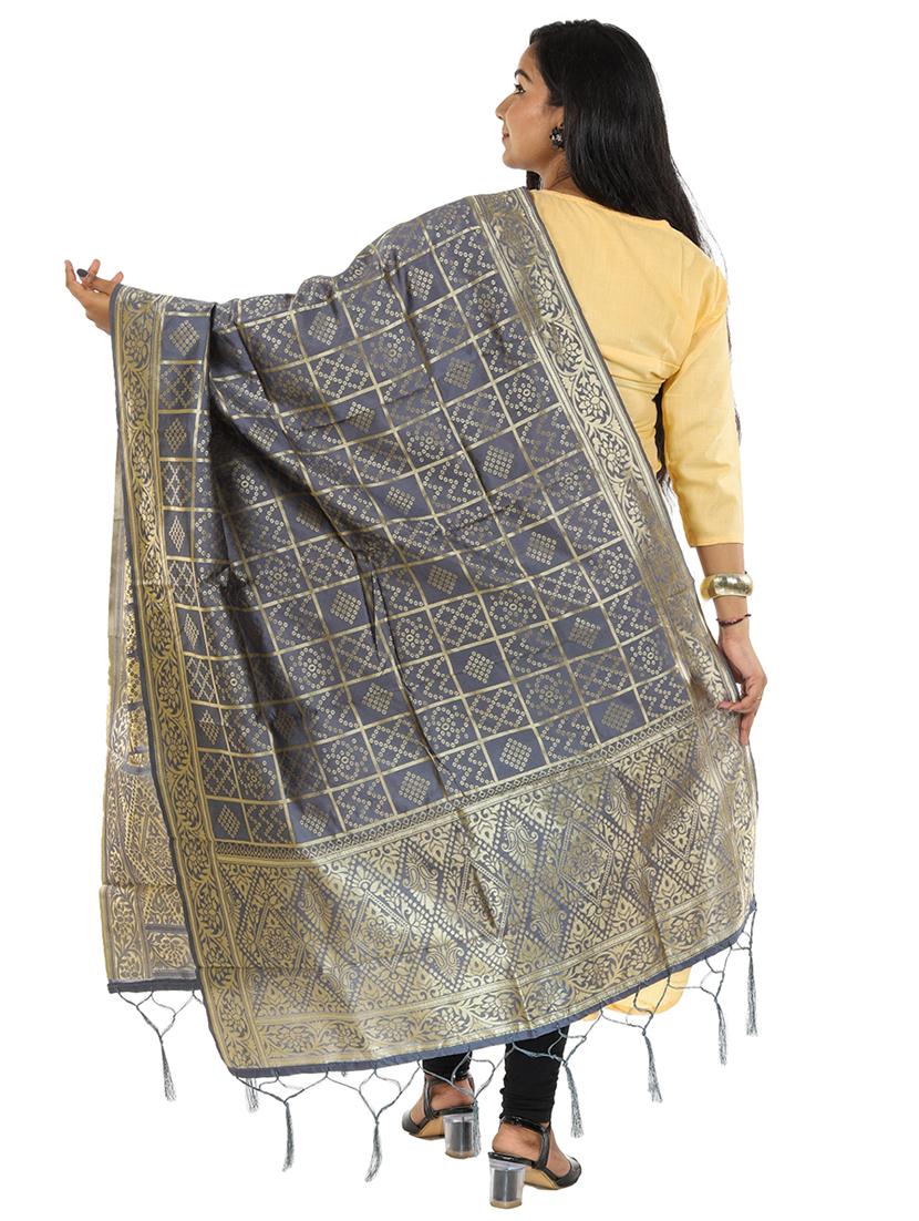grey jaquard dupatta - 19749731 - Standard Image - 1