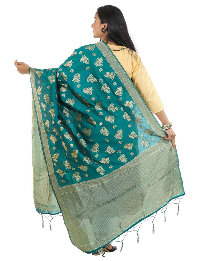 teal banarasi dupatta - 19749737 -  Standard Image - 1