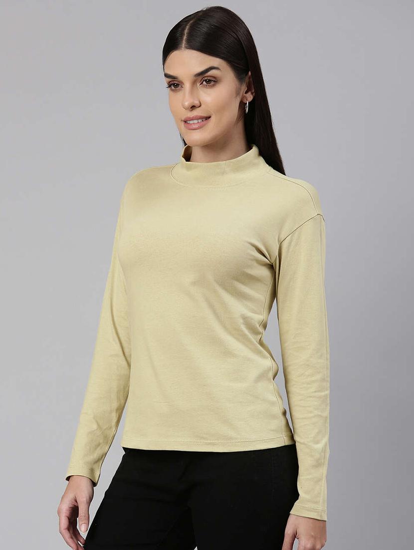 high neck solid regular top - 19749975 - Standard Image - 1