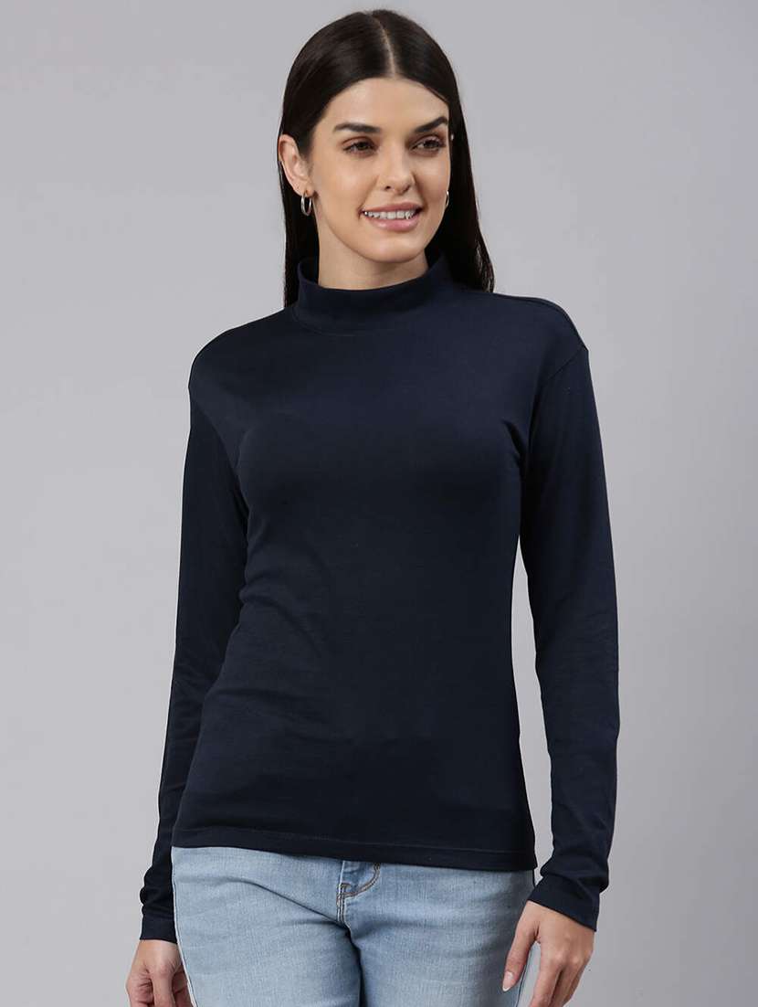 high neck solid regular top