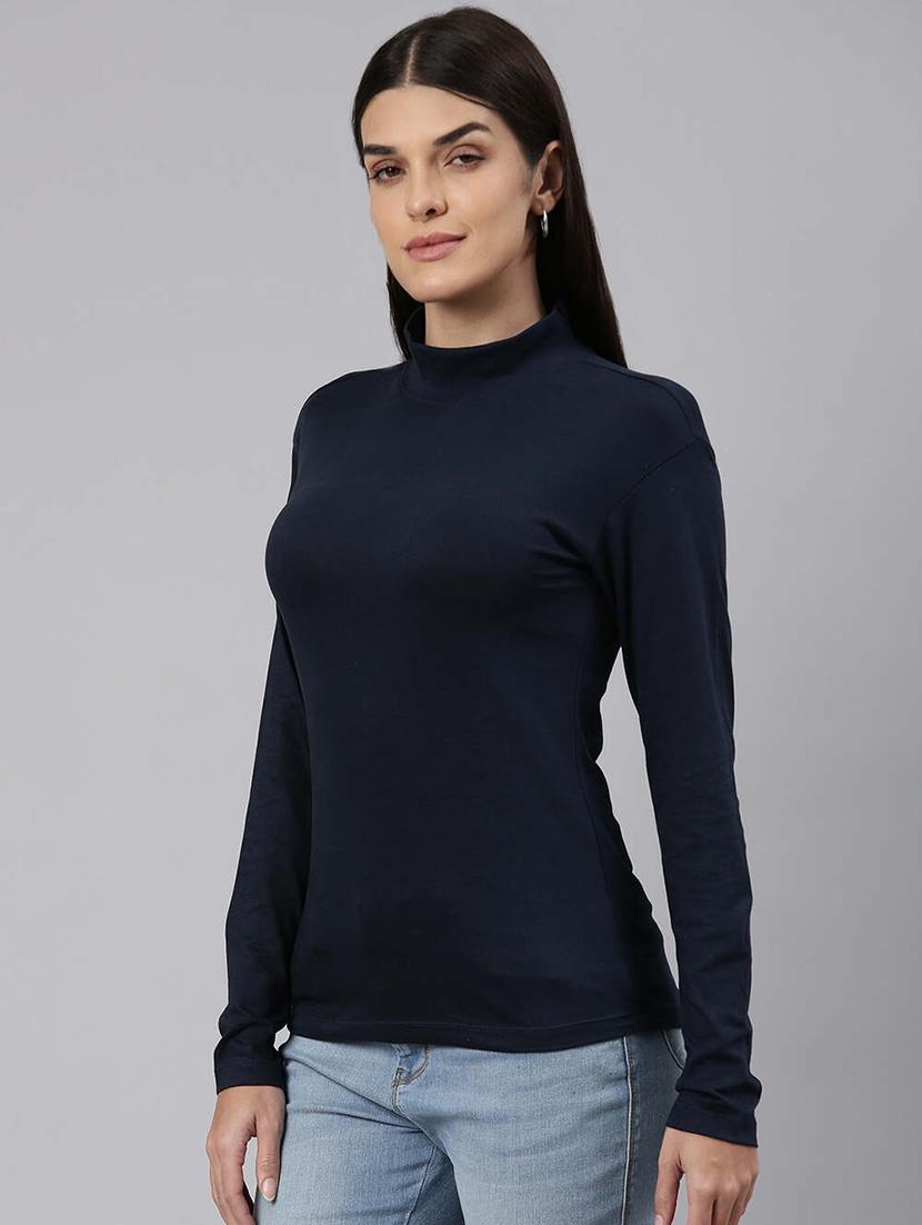 high neck solid regular top - 19749976 - Standard Image - 1