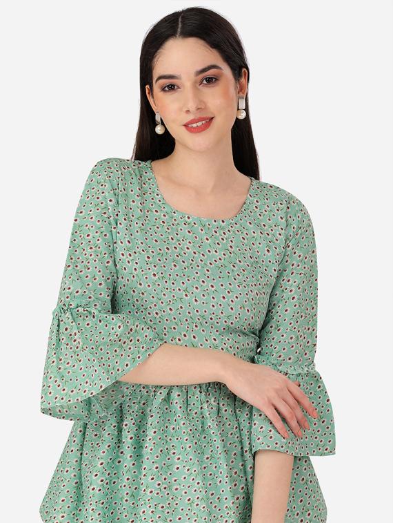 printed bell sleeves peplum top - 19750140 - Standard Image - 4