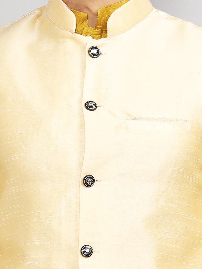 mandarin neck solid kurta pyjama with jacket - 19750181 - Standard Image - 6
