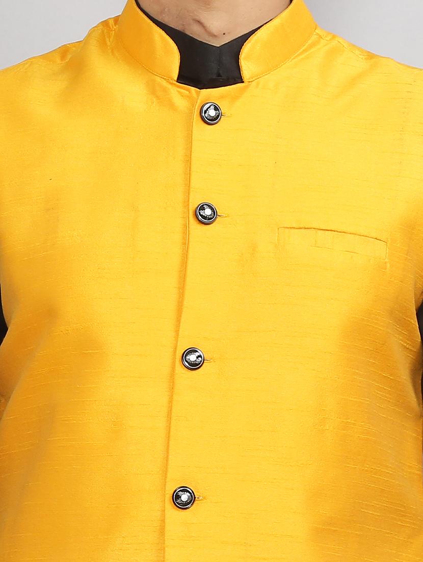 mandarin neck solid kurta pyjama with jacket - 19750182 - Standard Image - 4