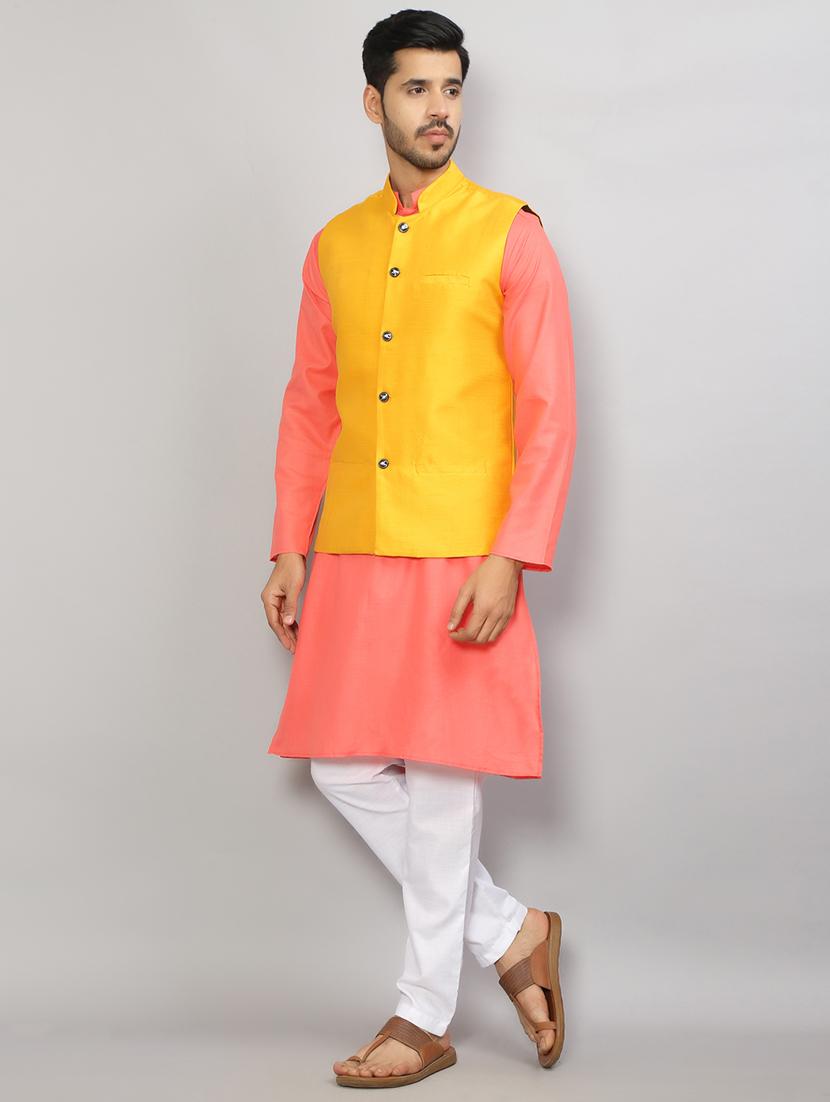 kurta pyjama with jacket ethnic wear set - 19750197 -  Standard Image - 1