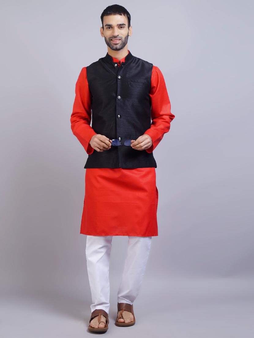 black silk nehru jacket - 19750255 - Standard Image - 4