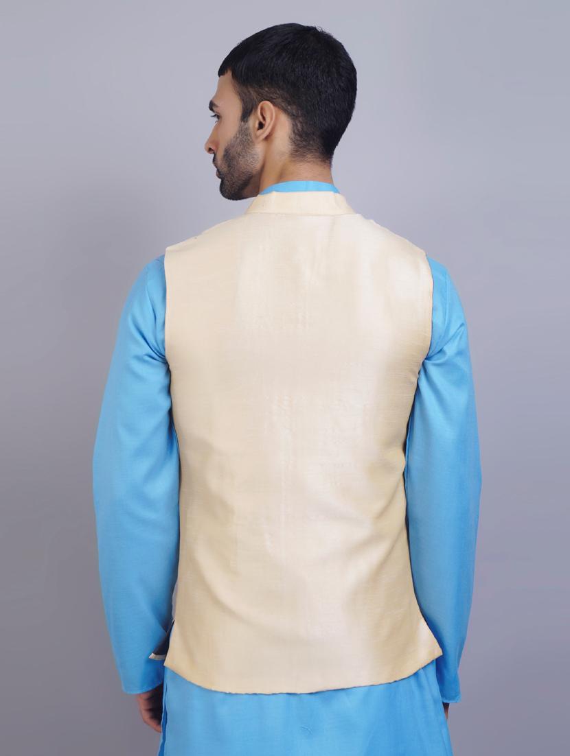 mandarin collar solid nehru jacket - 19750262 - Standard Image - 4