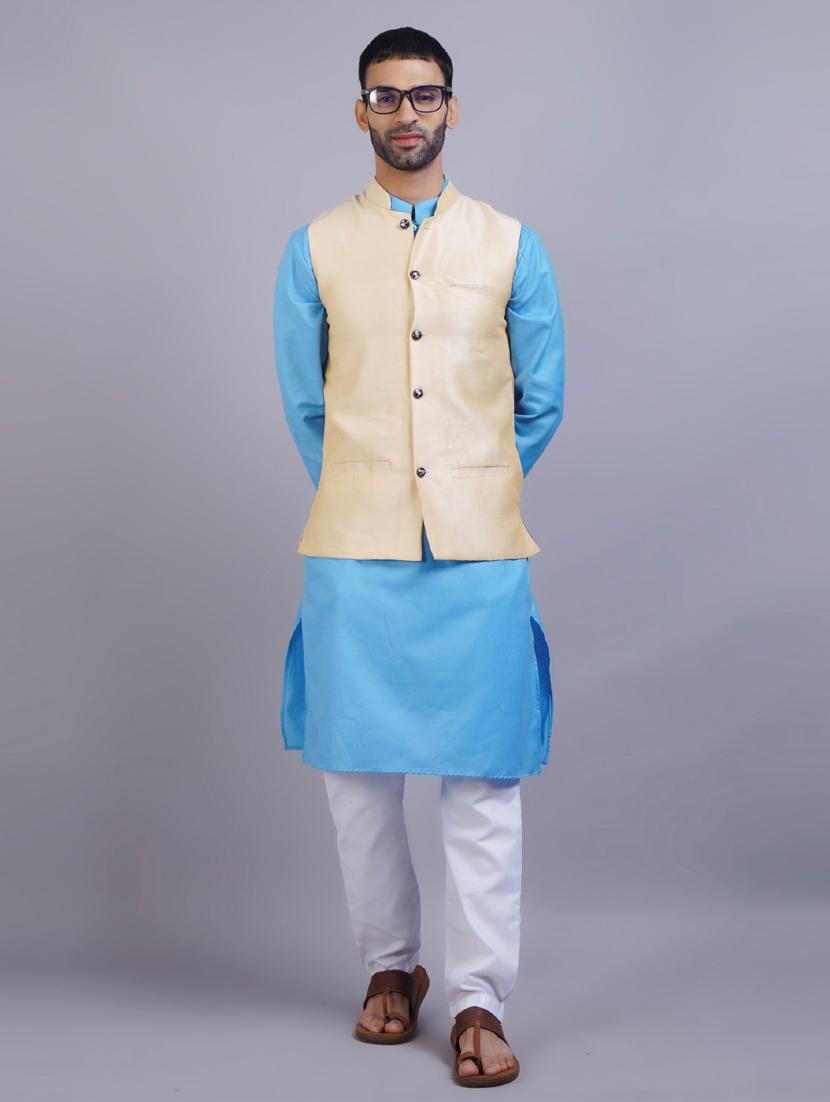 mandarin collar solid nehru jacket - 19750262 - Standard Image - 6